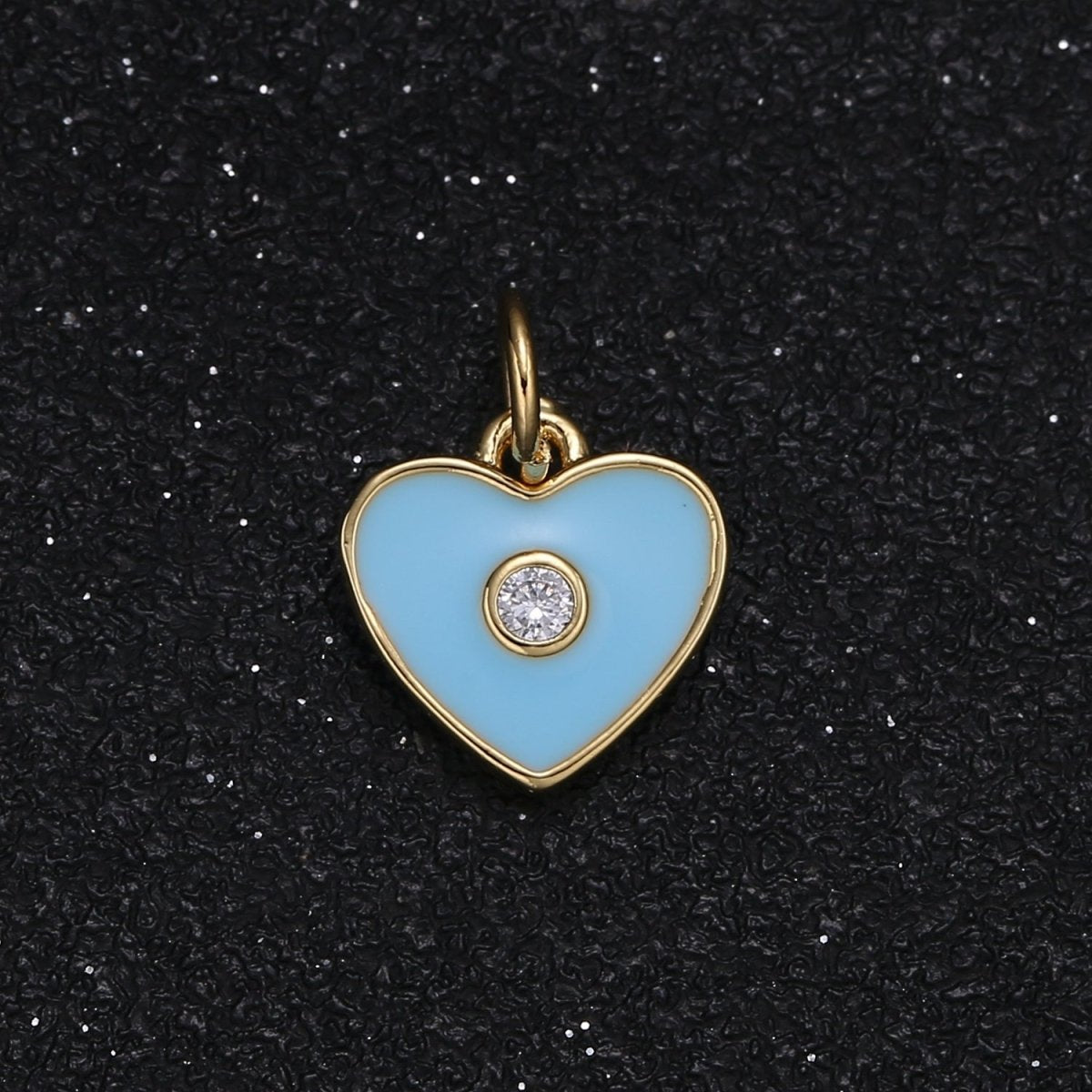 Tiny Single Centered Crystal on Plain Heart Charm CZ Love Valentine Plain Heart Charm Pendant GP-081 GP-082