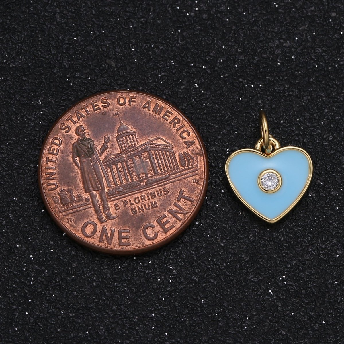 Tiny Single Centered Crystal on Plain Heart Charm CZ Love Valentine Plain Heart Charm Pendant GP-081 GP-082
