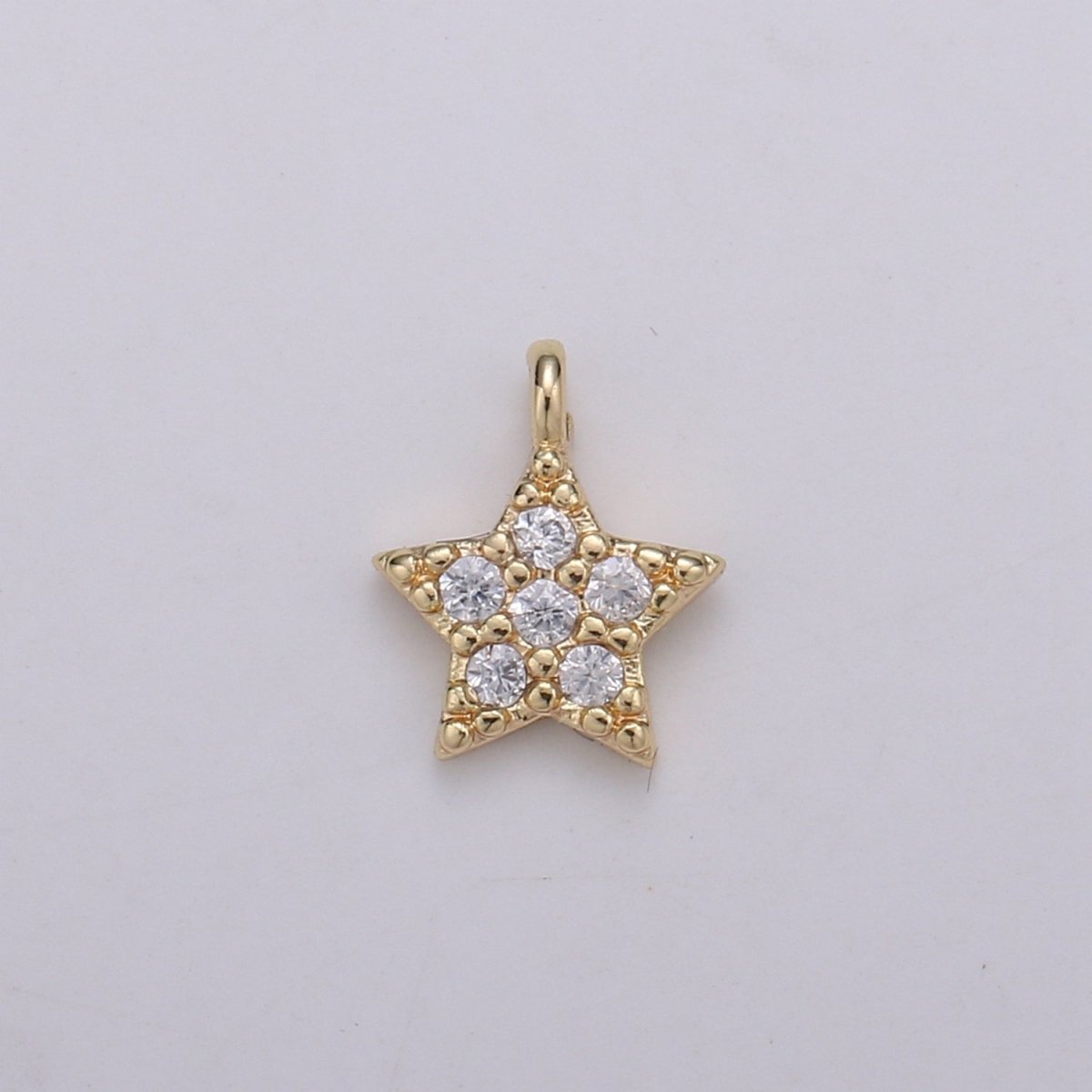 OS Tiny Small 18K Gold Filled Star Pave CZ Cubic Zirconia Charm for Bracelet Necklace Earring Charm Supply E-573