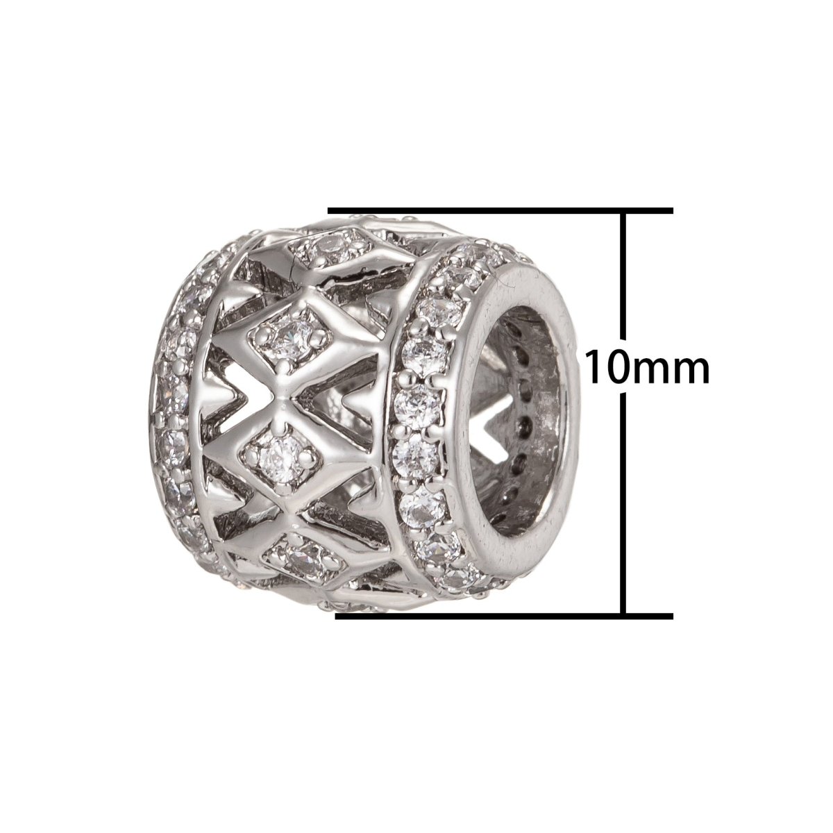 Tiny Square Ornamented Silver Beads Tube CZ Gold Filled Artistic Geometric Jewelry Making Beads Supply B-191 - DLUXCA