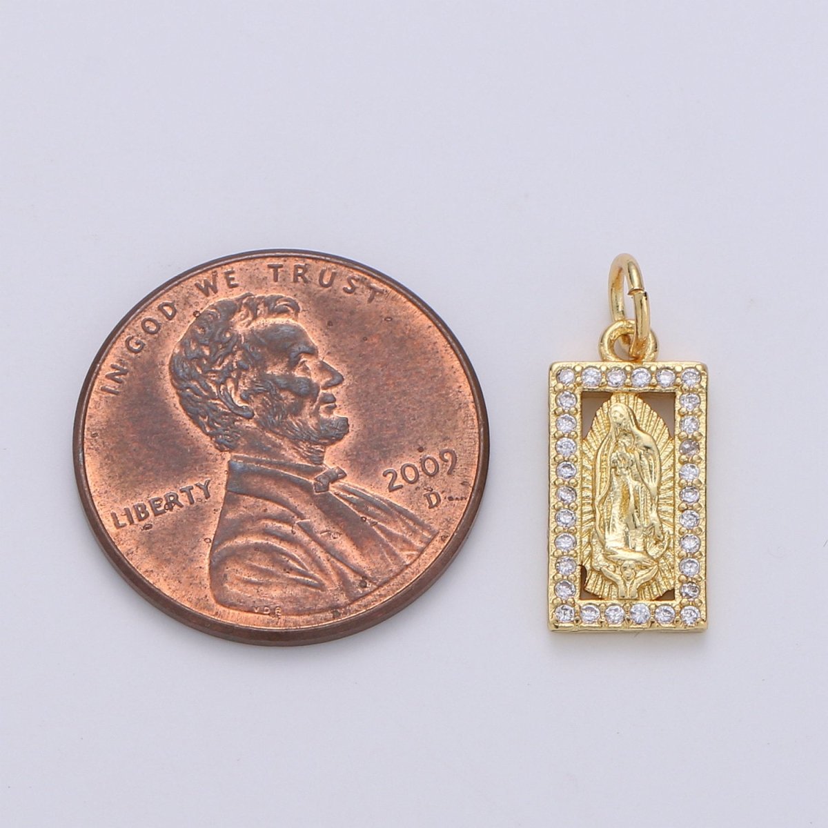 Tiny Virgin Mary Charm CZ Cubic Zirconia Mini Religious Charm Gold Charm 14k Gold Filled Micro Pave Charm for Bracelet Necklace Earring, D-249, D-454