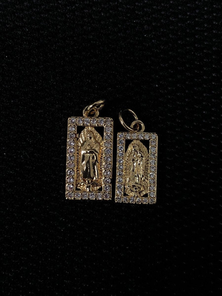 Tiny Virgin Mary Charm CZ Cubic Zirconia Mini Religious Charm Gold Charm 14k Gold Filled Micro Pave Charm for Bracelet Necklace Earring, D-249, D-454