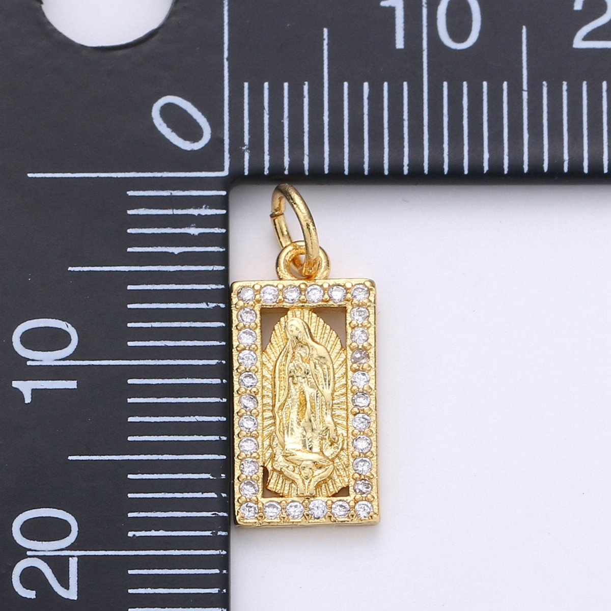 Tiny Virgin Mary Charm CZ Cubic Zirconia Mini Religious Charm Gold Charm 14k Gold Filled Micro Pave Charm for Bracelet Necklace Earring, D-249, D-454