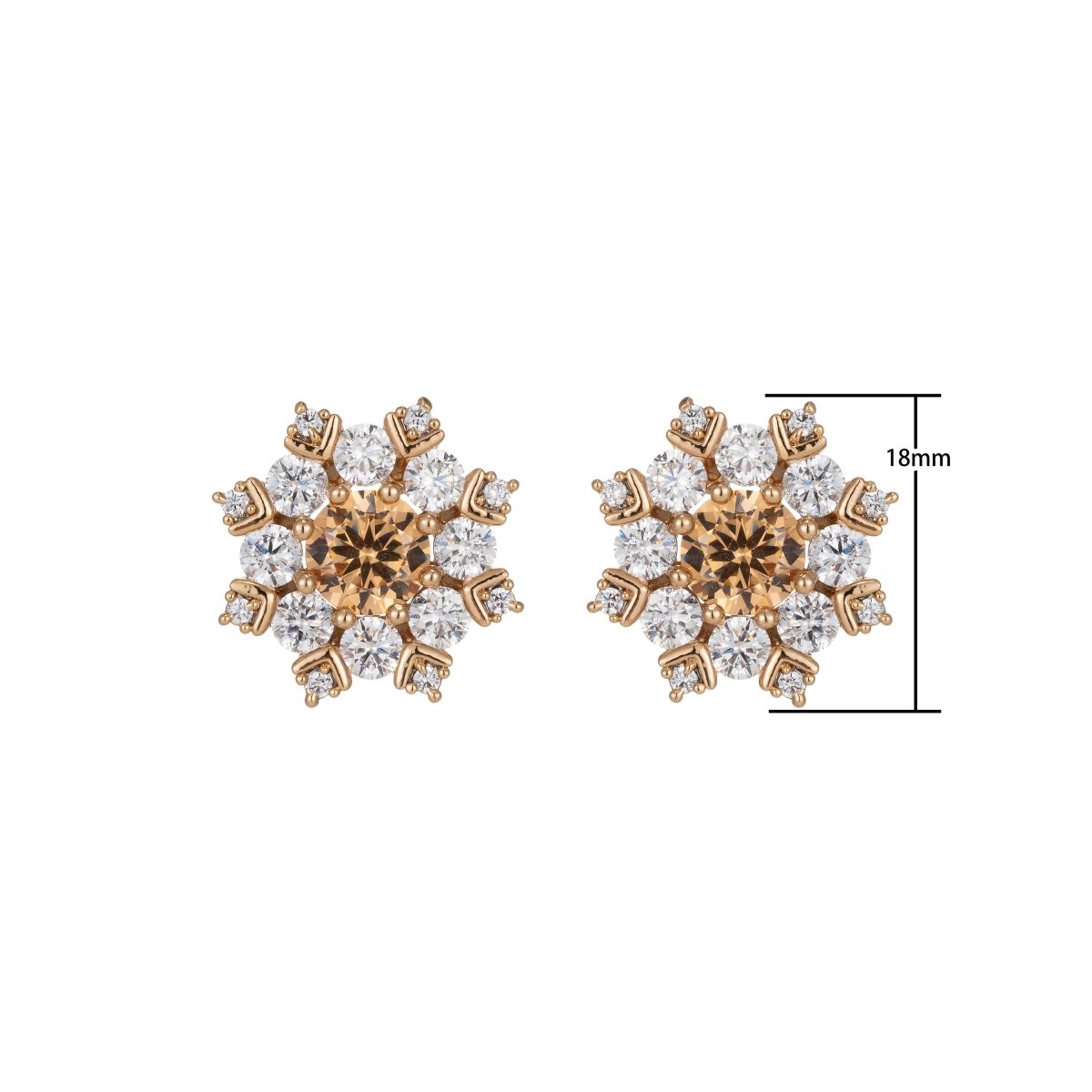 Topaz Snowflake Stud Earrings Gold Filled Cz Snowflakes Earrings Pink Stud Earrings Wedding Jewelry Best friend Gift for her Q-020
