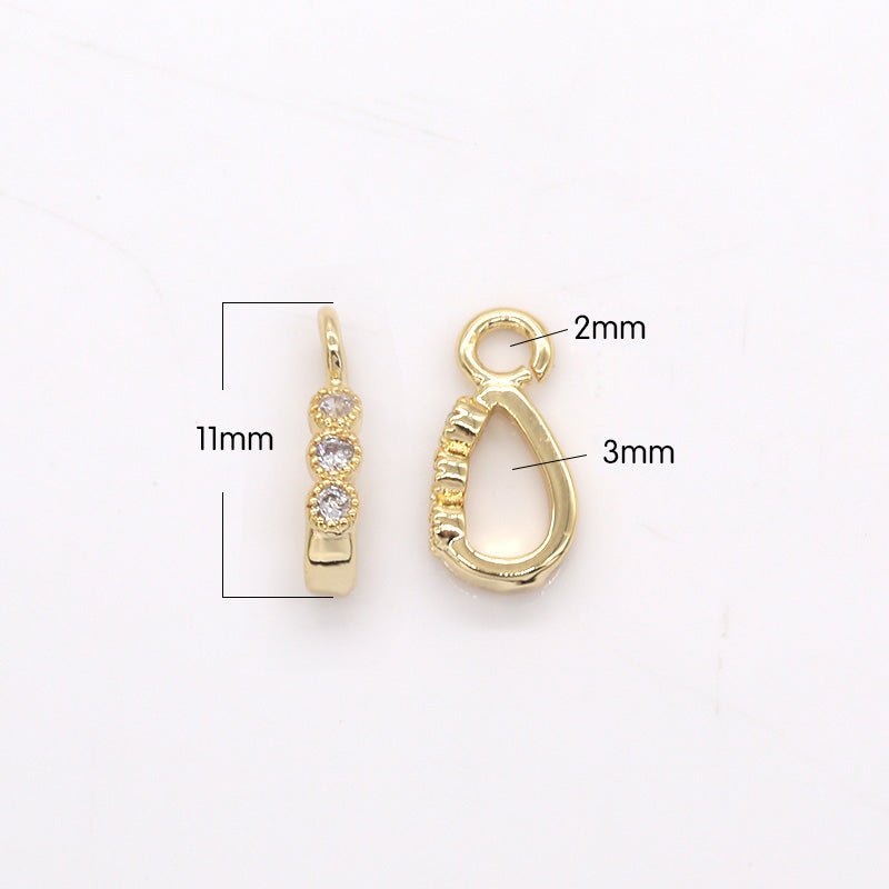 Triple Crystal Teardrop Charms CZ Oval Geometric Shape Teardrop Charm Pendant GP-361 - DLUXCA
