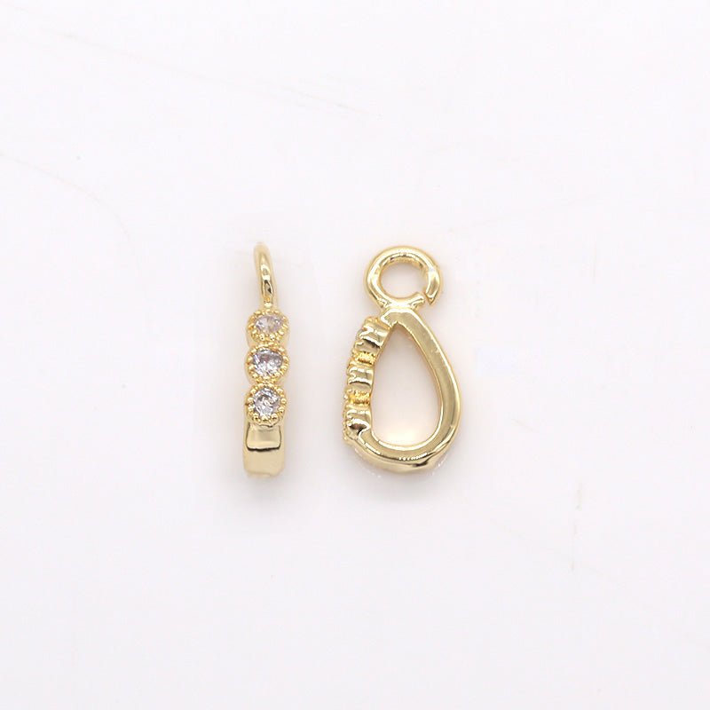 Triple Crystal Teardrop Charms CZ Oval Geometric Shape Teardrop Charm Pendant GP-361 - DLUXCA