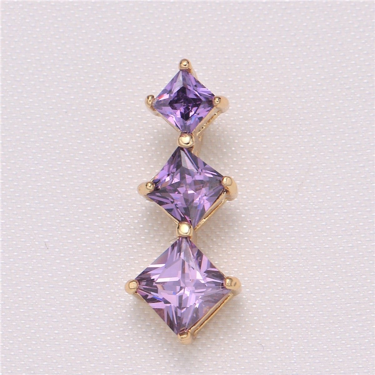 Triple Diamond Crystal Gold Plated Charm CZ Golden Geometric Diamond Square Shape Charm Pendant GP-873~GP-876