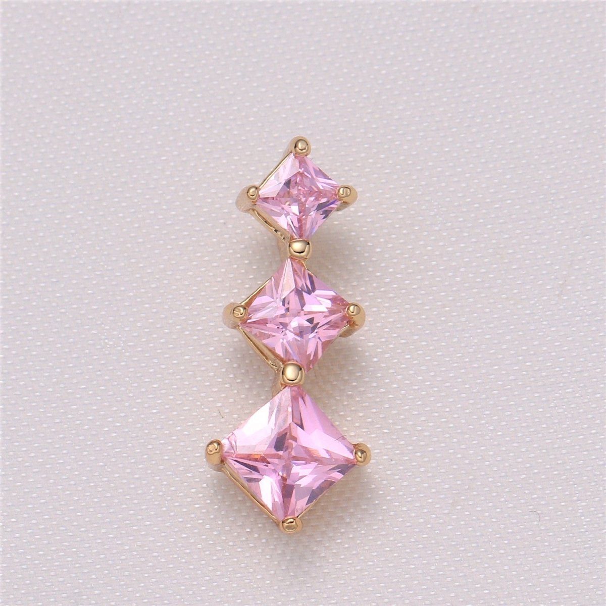 Triple Diamond Crystal Gold Plated Charm CZ Golden Geometric Diamond Square Shape Charm Pendant GP-873~GP-876