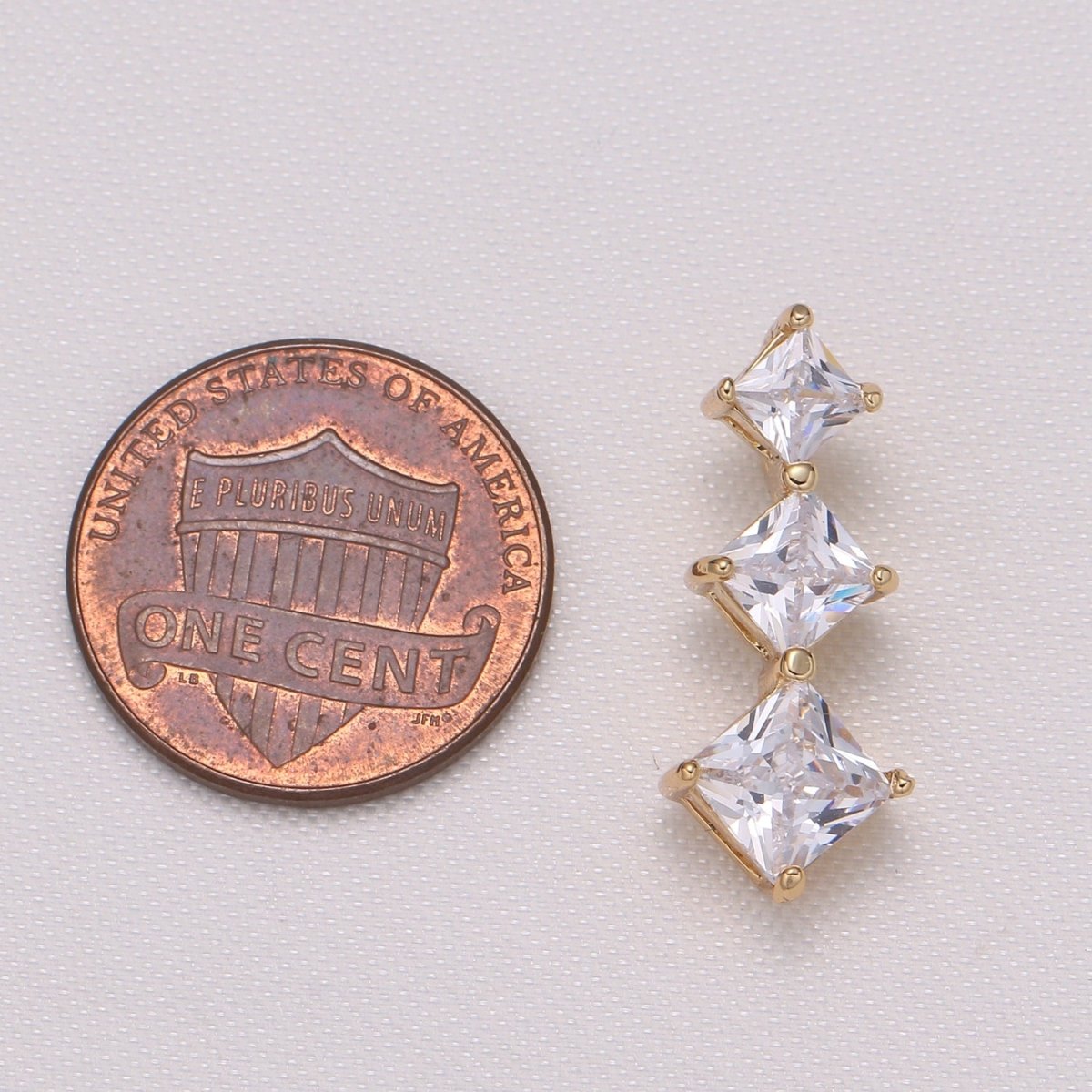 Triple Diamond Crystal Gold Plated Charm CZ Golden Geometric Diamond Square Shape Charm Pendant GP-873~GP-876