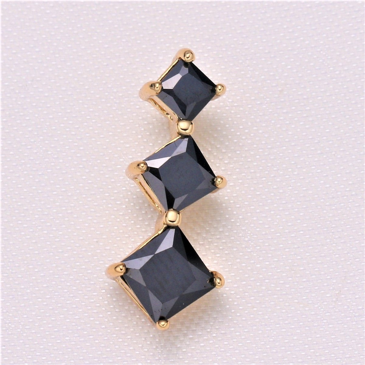 Triple Diamond Crystal Gold Plated Charm CZ Golden Geometric Diamond Square Shape Charm Pendant GP-873~GP-876