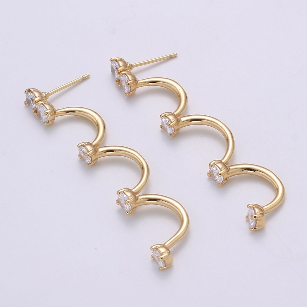 Triple Golden Rainbow Studs Earring CZ Plain Gold Nature Formal/Casual Daily Wear Earring Jewelry GP-891 - DLUXCA