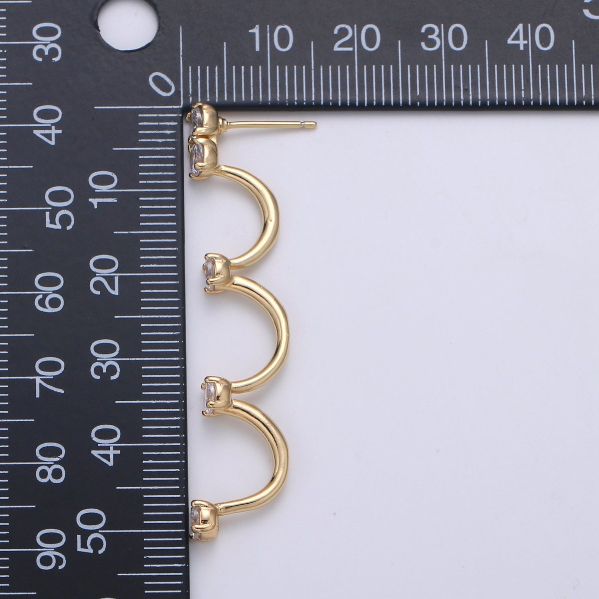 Triple Golden Rainbow Studs Earring CZ Plain Gold Nature Formal/Casual Daily Wear Earring Jewelry GP-891 - DLUXCA