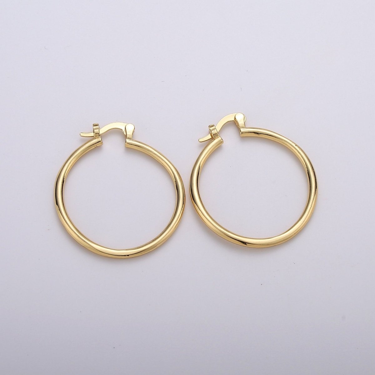 Tube Hoops Gold, 30mm Gold Hoops, Large Gold Hoop Earrings, Hollow Hoop Earrings, Chunky Hoops, Light Hoops for Every Day Wear Q-229 - DLUXCA