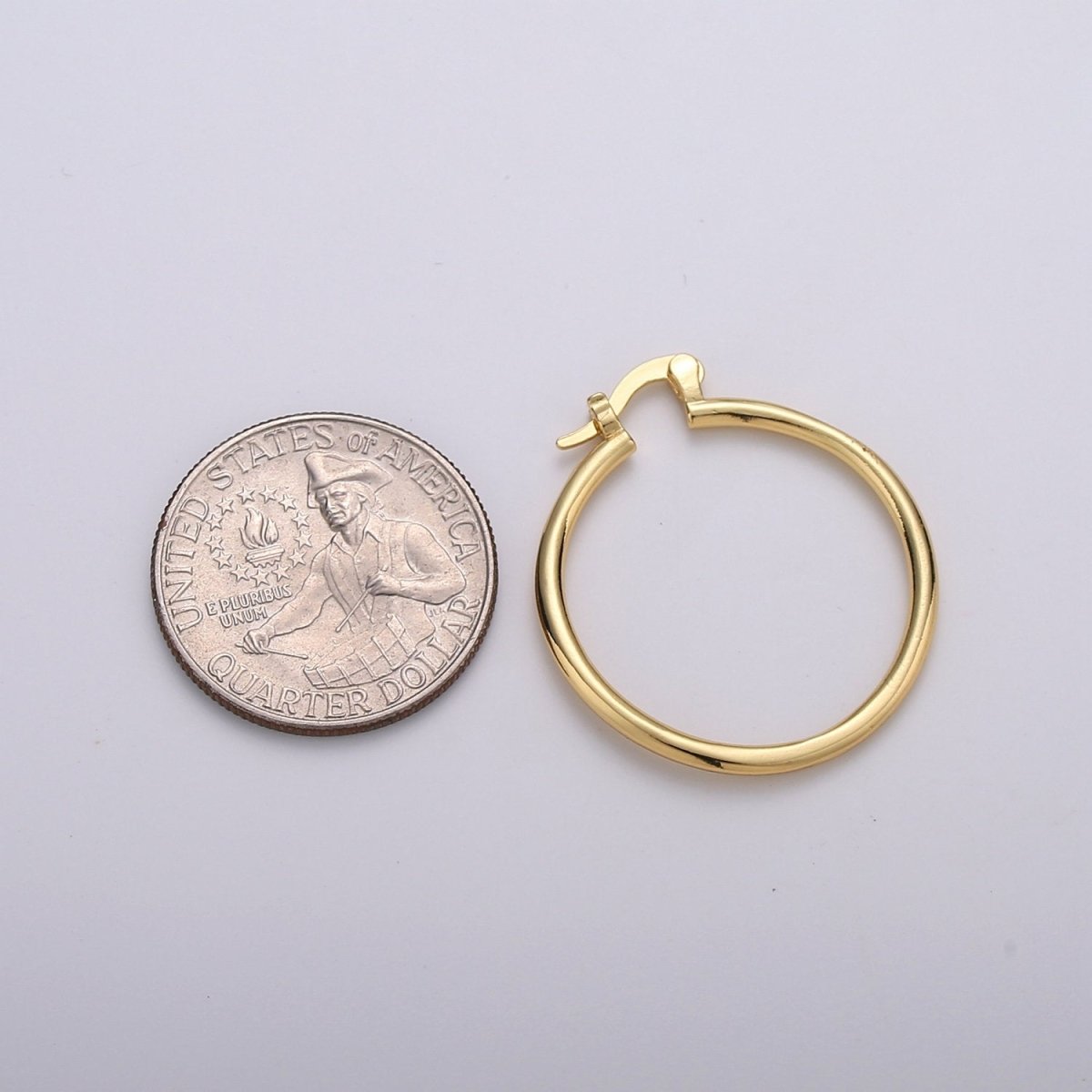 Tube Hoops Gold, 30mm Gold Hoops, Large Gold Hoop Earrings, Hollow Hoop Earrings, Chunky Hoops, Light Hoops for Every Day Wear Q-229 - DLUXCA