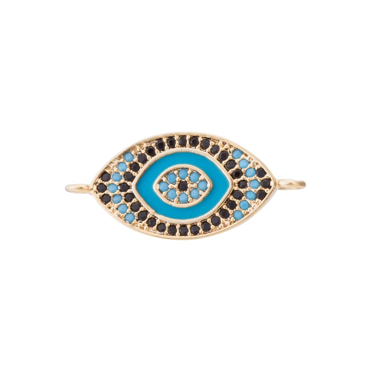Turquoise Evil Eye, Lucky Charm, Charm CONNECTOR, Women Cubic Zirconia Bracelet Charm Bead Finding For Jewelry Making | F-114