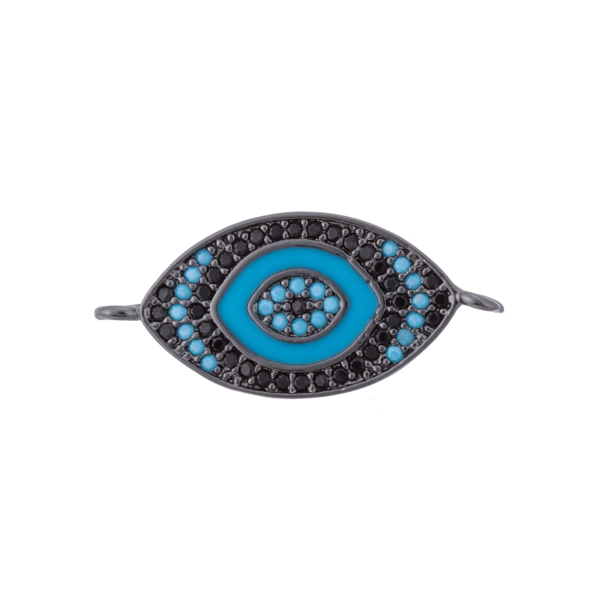 Turquoise Evil Eye, Lucky Charm, Charm CONNECTOR, Women Cubic Zirconia Bracelet Charm Bead Finding For Jewelry Making | F-114