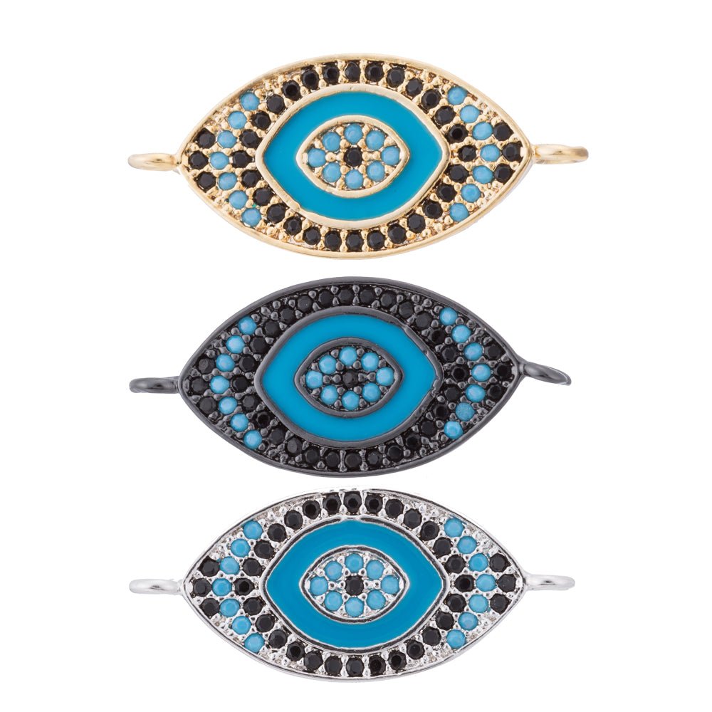 Turquoise Evil Eye, Lucky Charm, Charm CONNECTOR, Women Cubic Zirconia Bracelet Charm Bead Finding For Jewelry Making | F-114