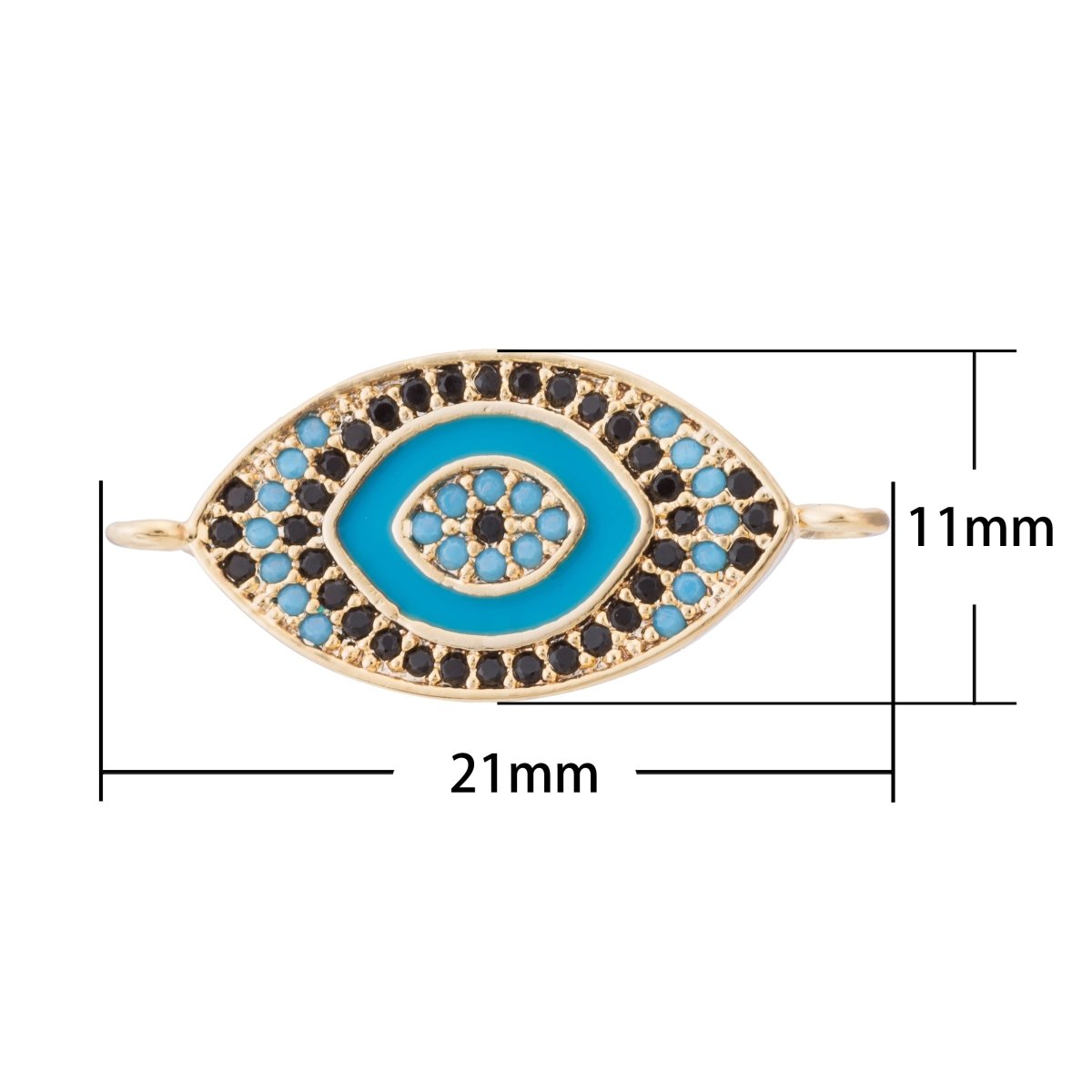 Turquoise Evil Eye, Lucky Charm, Charm CONNECTOR, Women Cubic Zirconia Bracelet Charm Bead Finding For Jewelry Making | F-114