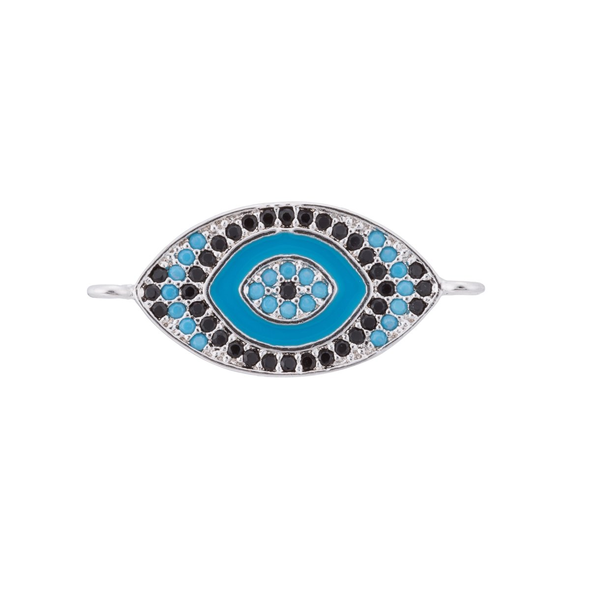 Turquoise Evil Eye, Lucky Charm, Charm CONNECTOR, Women Cubic Zirconia Bracelet Charm Bead Finding For Jewelry Making | F-114
