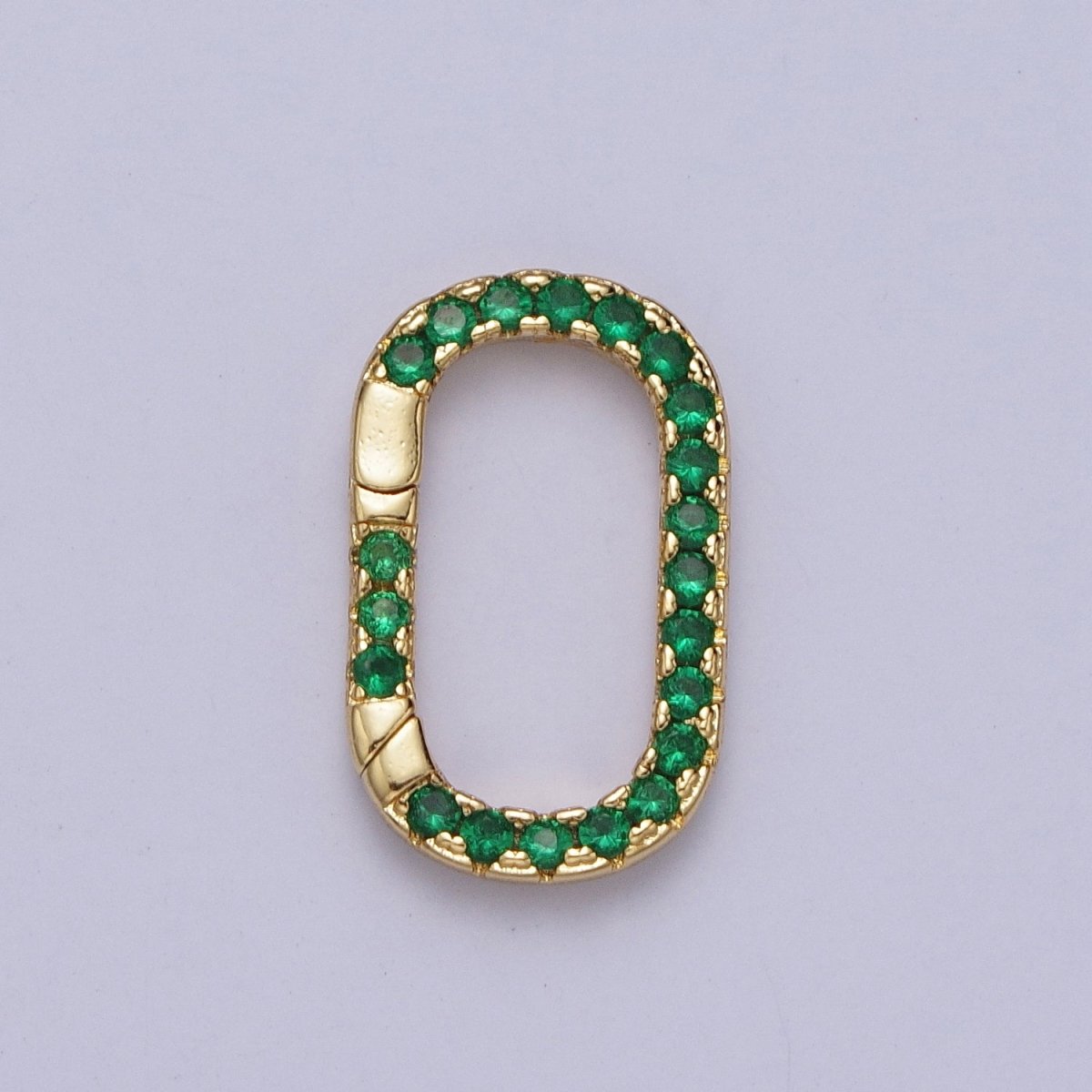 Turquoise, Green CZ Micro Paved 17mm Oblong Spring Gate Supply PULL Gate Ring Clasp | Z-039 Z-040