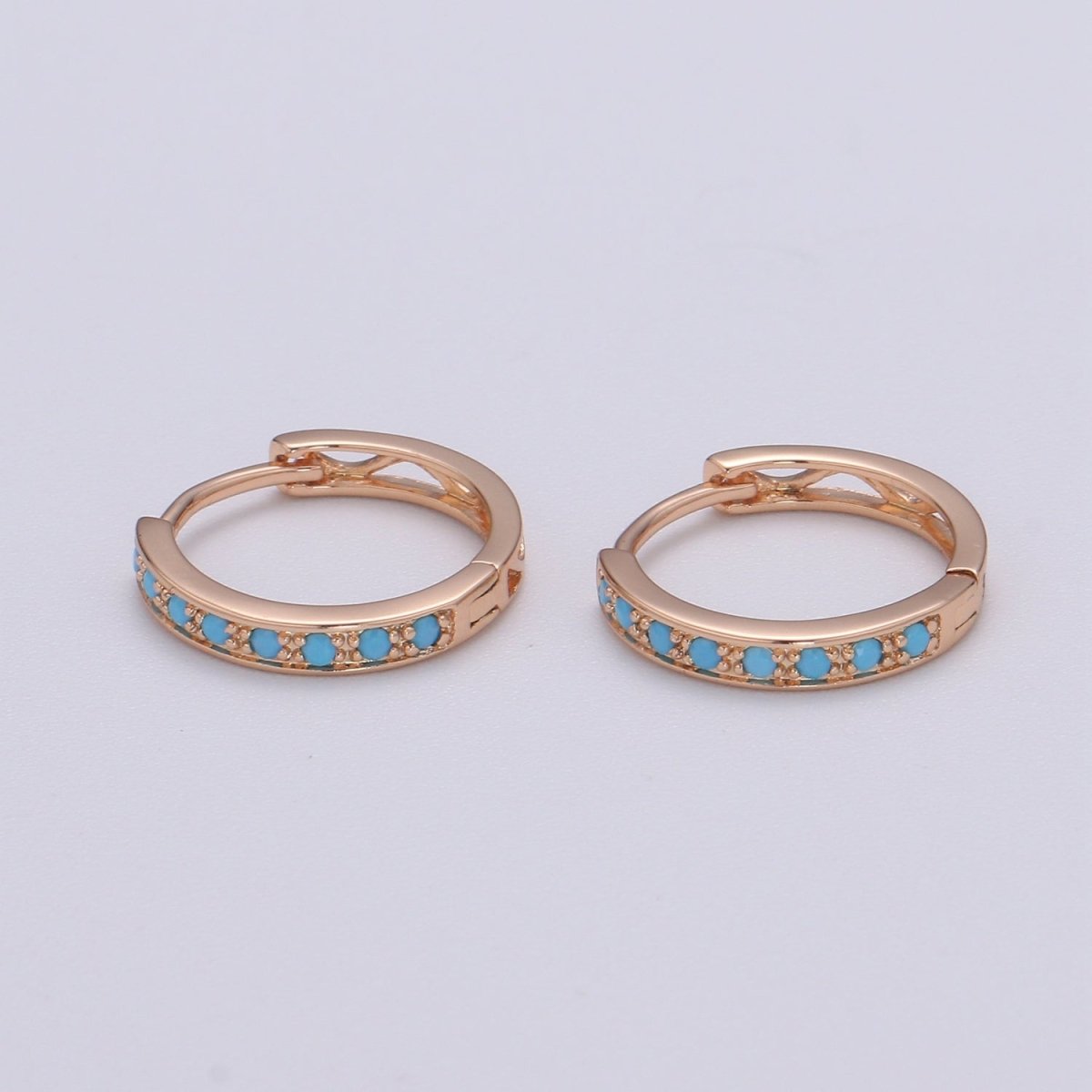 Turquoise Hoop Earrings • Rose gold cartilage hoop • turquoise huggie hoop earrings • Something Blue Jewelry P-204 - DLUXCA