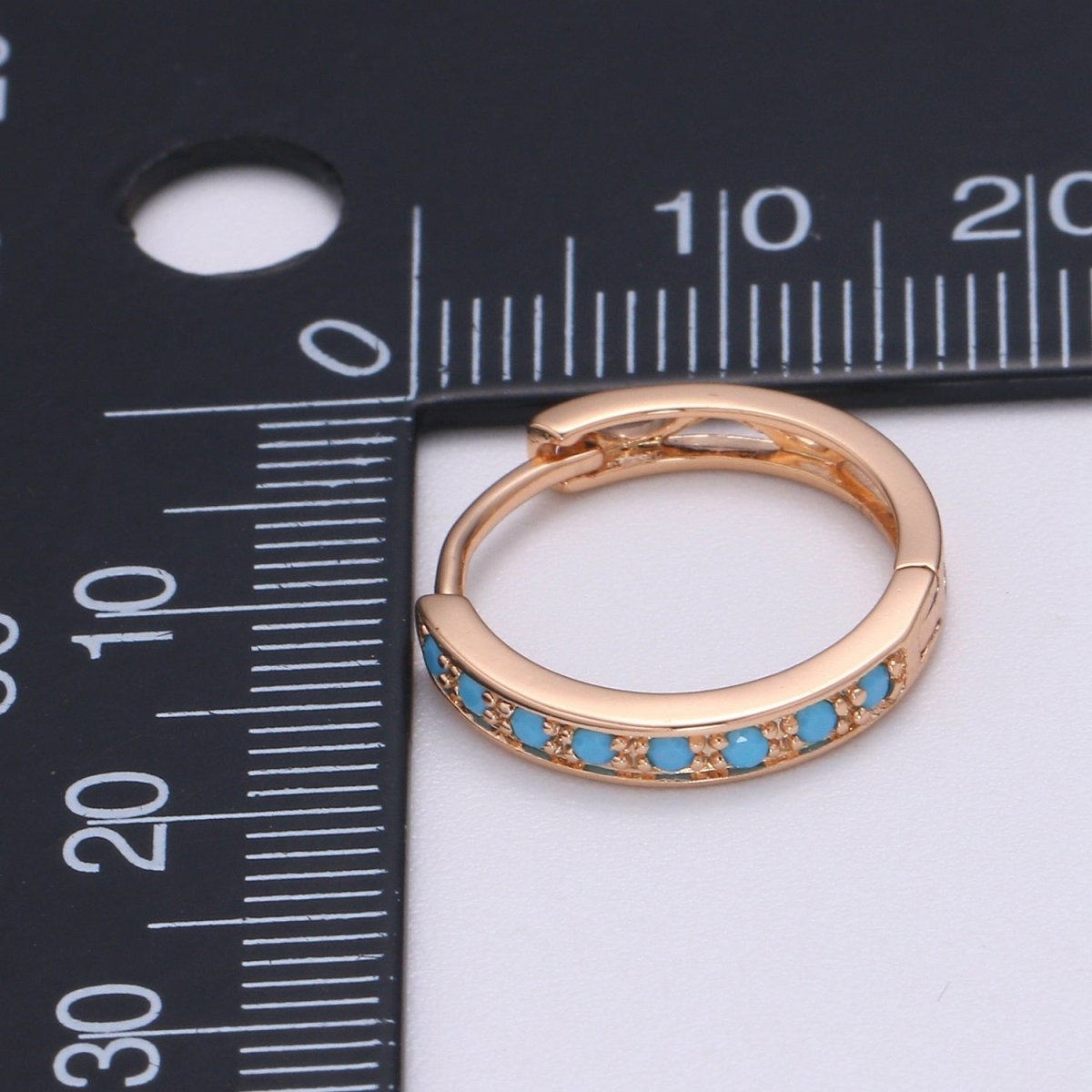 Turquoise Hoop Earrings • Rose gold cartilage hoop • turquoise huggie hoop earrings • Something Blue Jewelry P-204 - DLUXCA