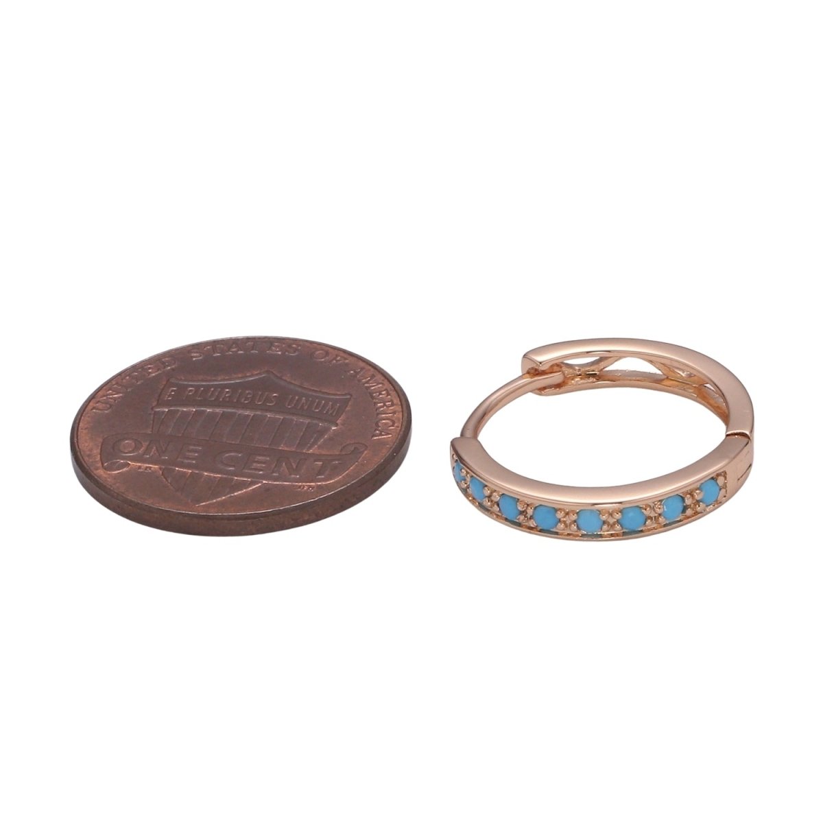 Turquoise Hoop Earrings • Rose gold cartilage hoop • turquoise huggie hoop earrings • Something Blue Jewelry P-204 - DLUXCA