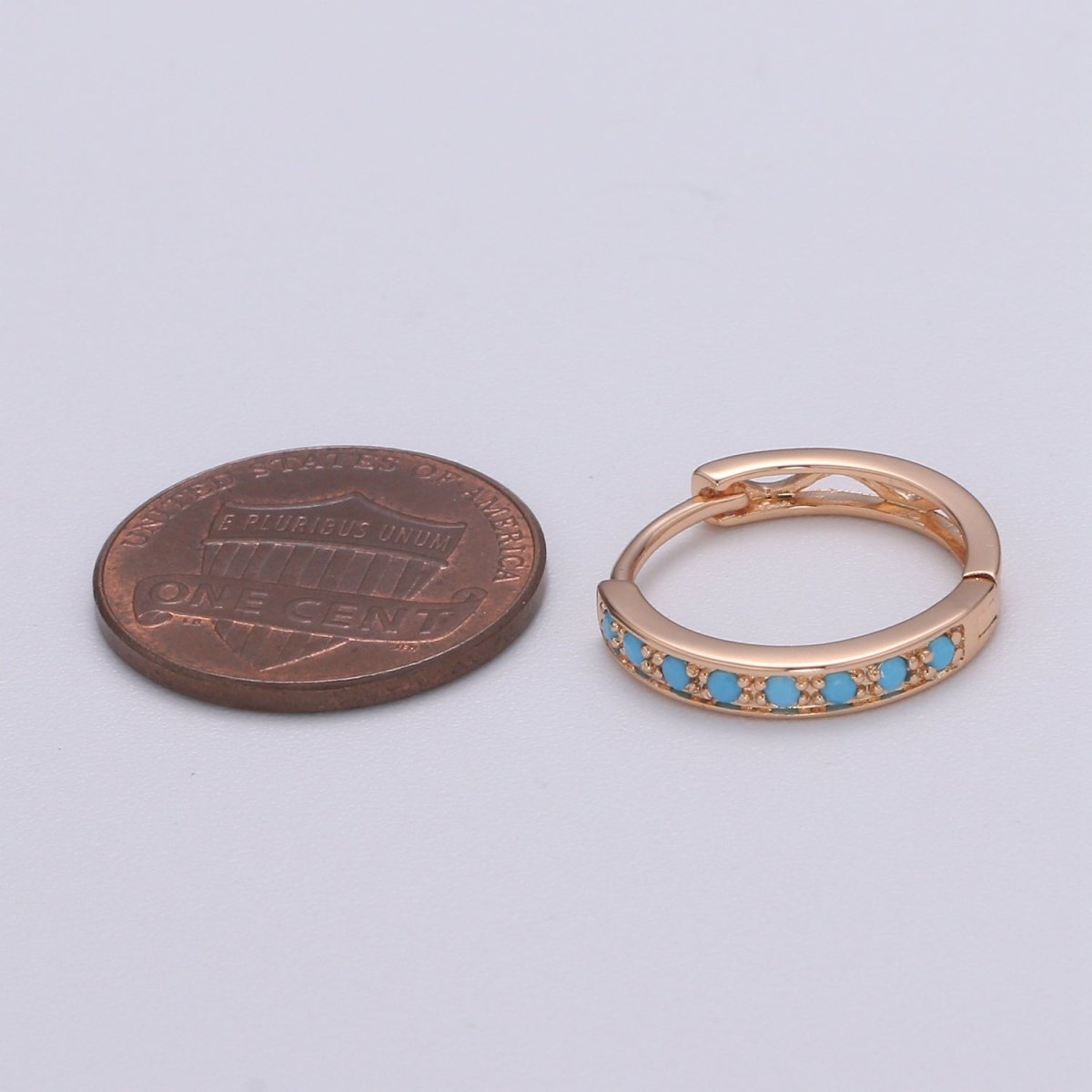 Turquoise Hoop Earrings • Rose gold cartilage hoop • turquoise huggie hoop earrings • Something Blue Jewelry P-204 - DLUXCA