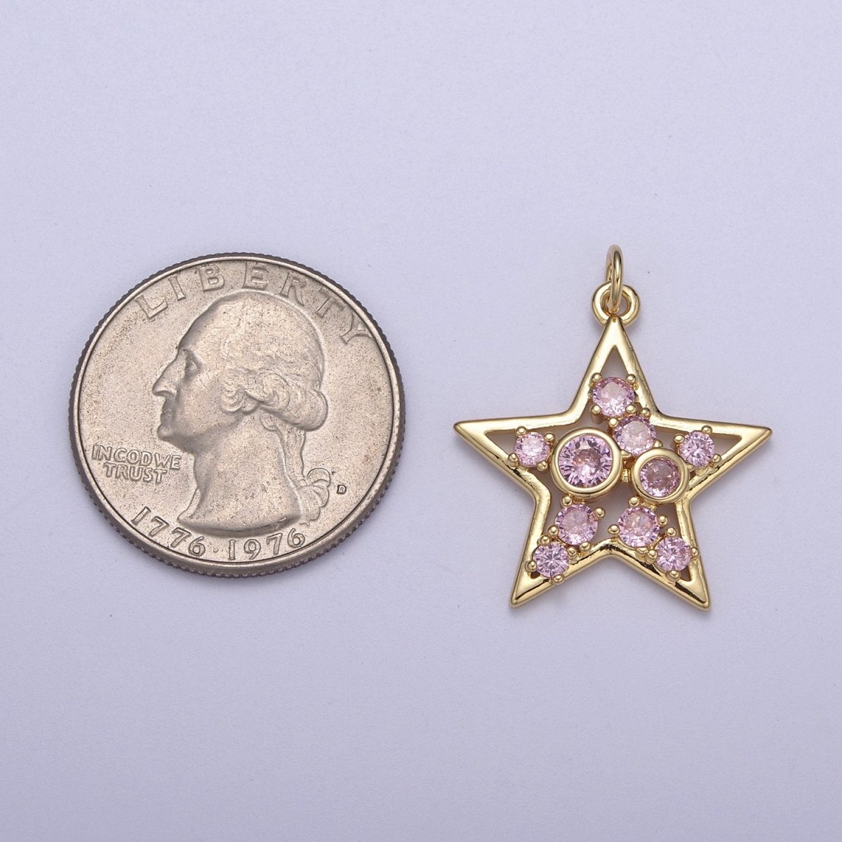 Twinkle Little Star Green Pink Cz Star Celestial Jewelry Inspired Pendant N-302 N-303