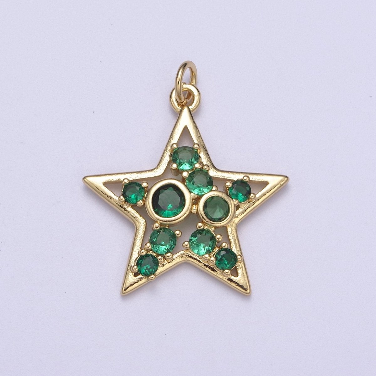 Twinkle Little Star Green Pink Cz Star Celestial Jewelry Inspired Pendant N-302 N-303
