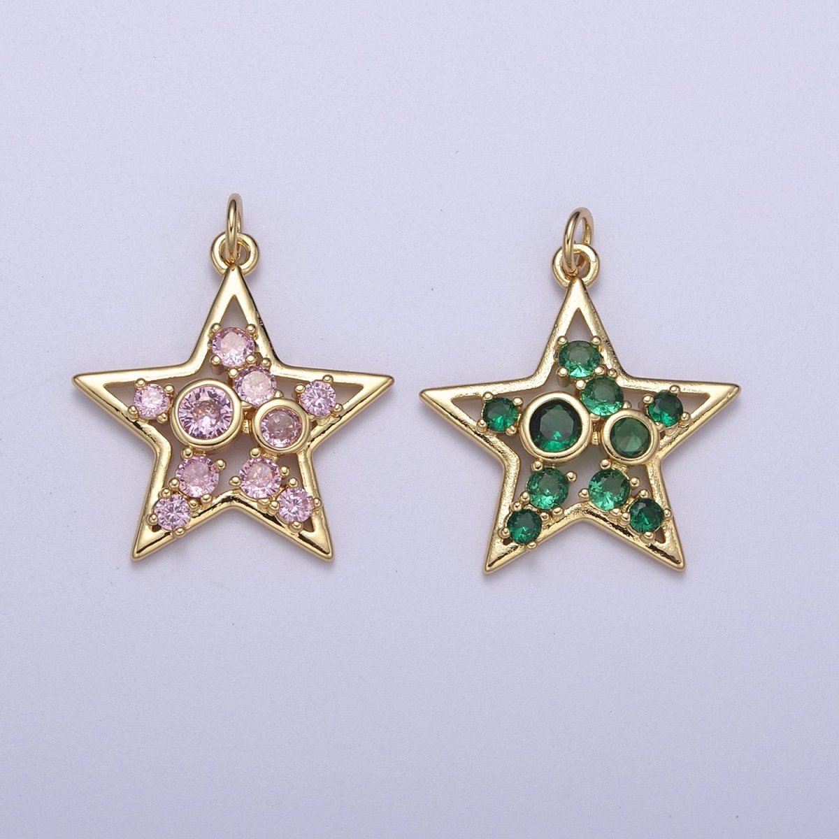Twinkle Little Star Green Pink Cz Star Celestial Jewelry Inspired Pendant N-302 N-303