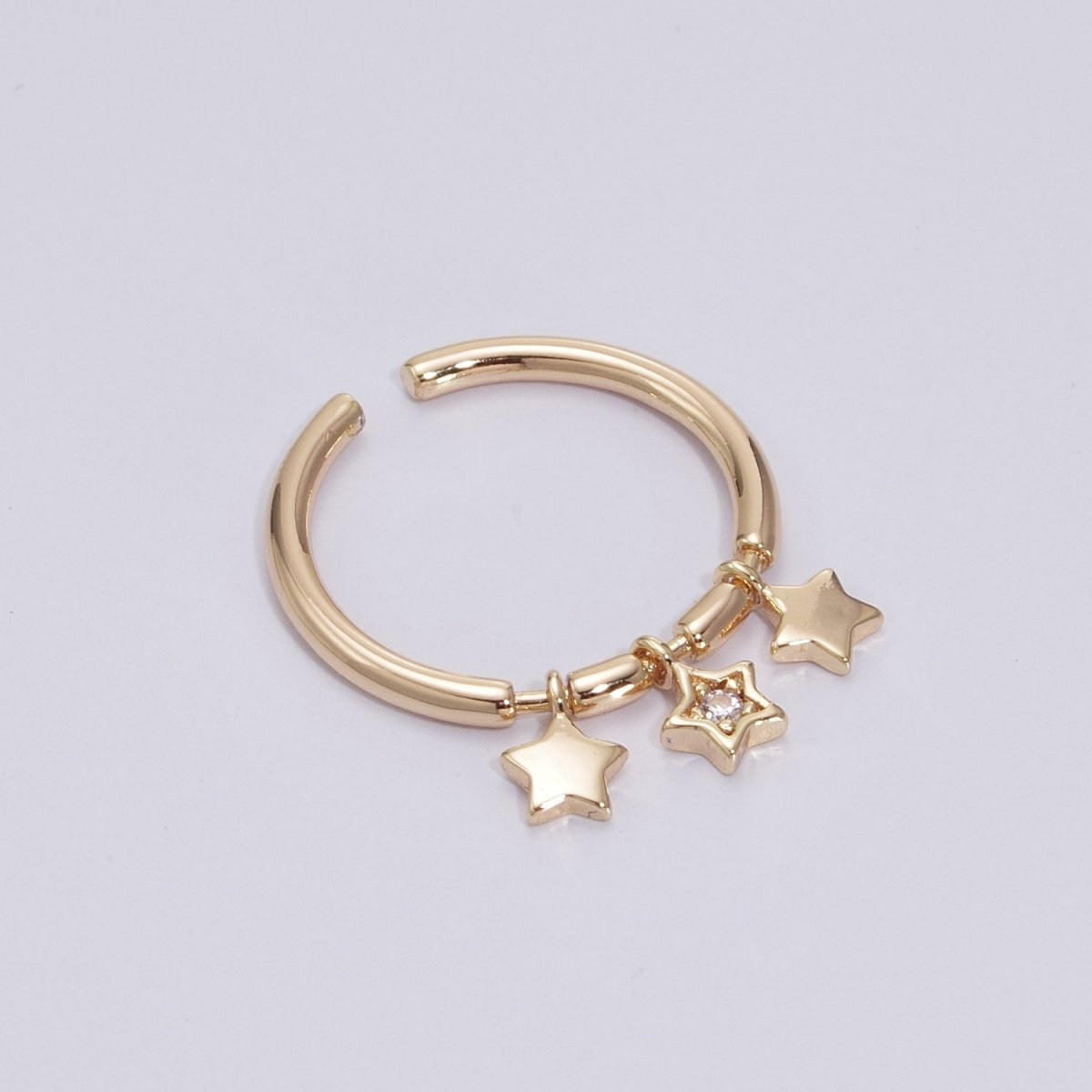 Twinkle Little Star Ring- Dainty Star Ring, 18K Gold Filled Ring, Dangly Star Stacking Ring Charm U-098