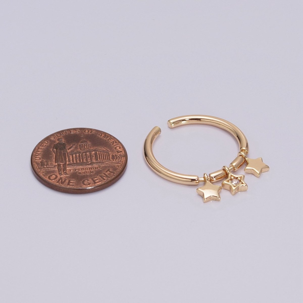 Twinkle Little Star Ring- Dainty Star Ring, 18K Gold Filled Ring, Dangly Star Stacking Ring Charm U-098