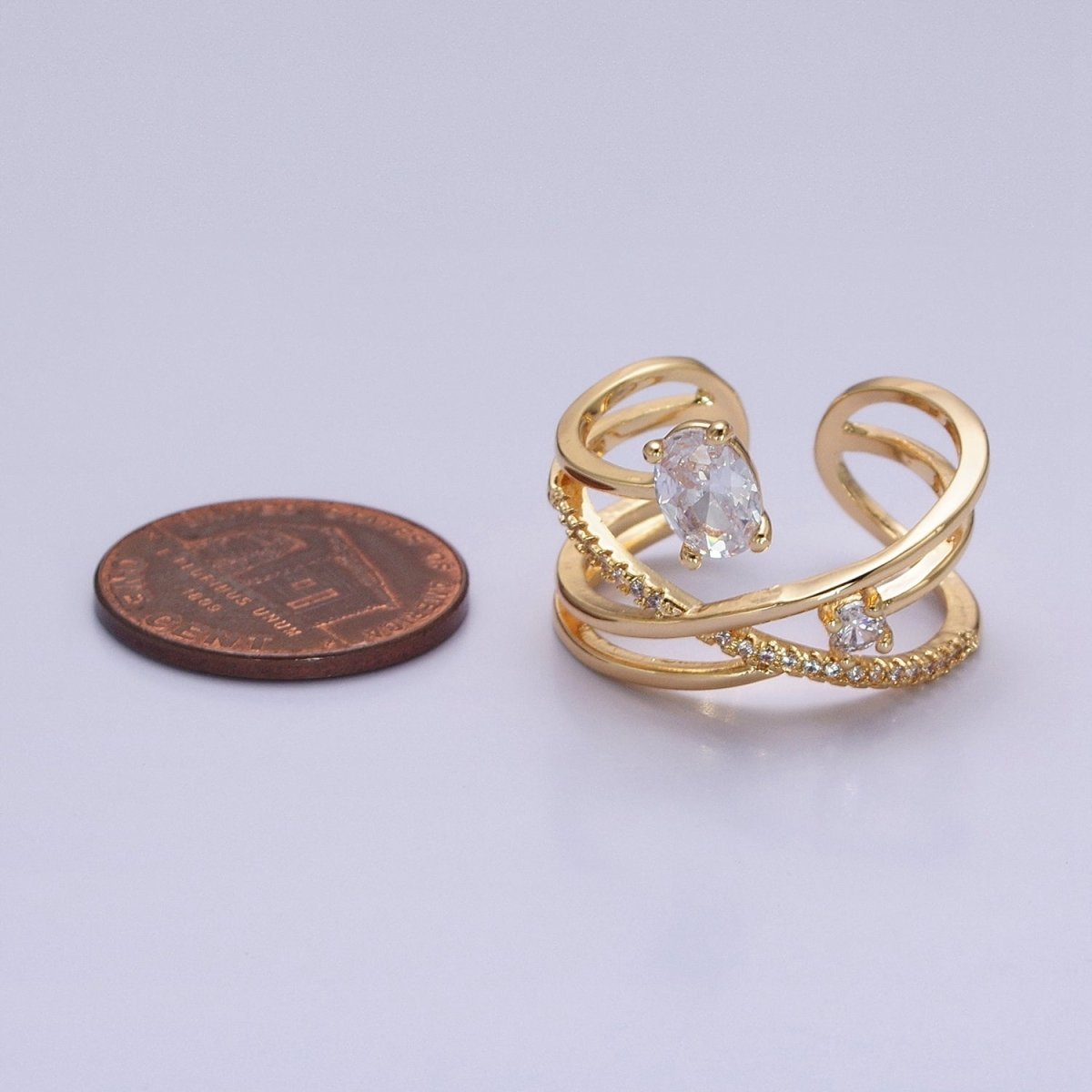 Twist Gold Ring With Double Band Criss Cross Silver Ring Stackable Ring O-1803 O-1804