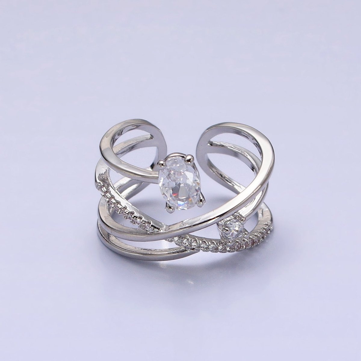 Twist Gold Ring With Double Band Criss Cross Silver Ring Stackable Ring O-1803 O-1804