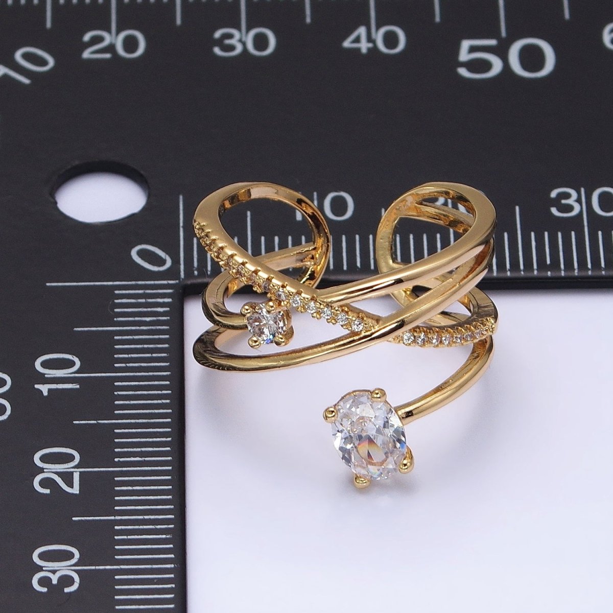 Twist Gold Ring With Double Band Criss Cross Silver Ring Stackable Ring O-1803 O-1804