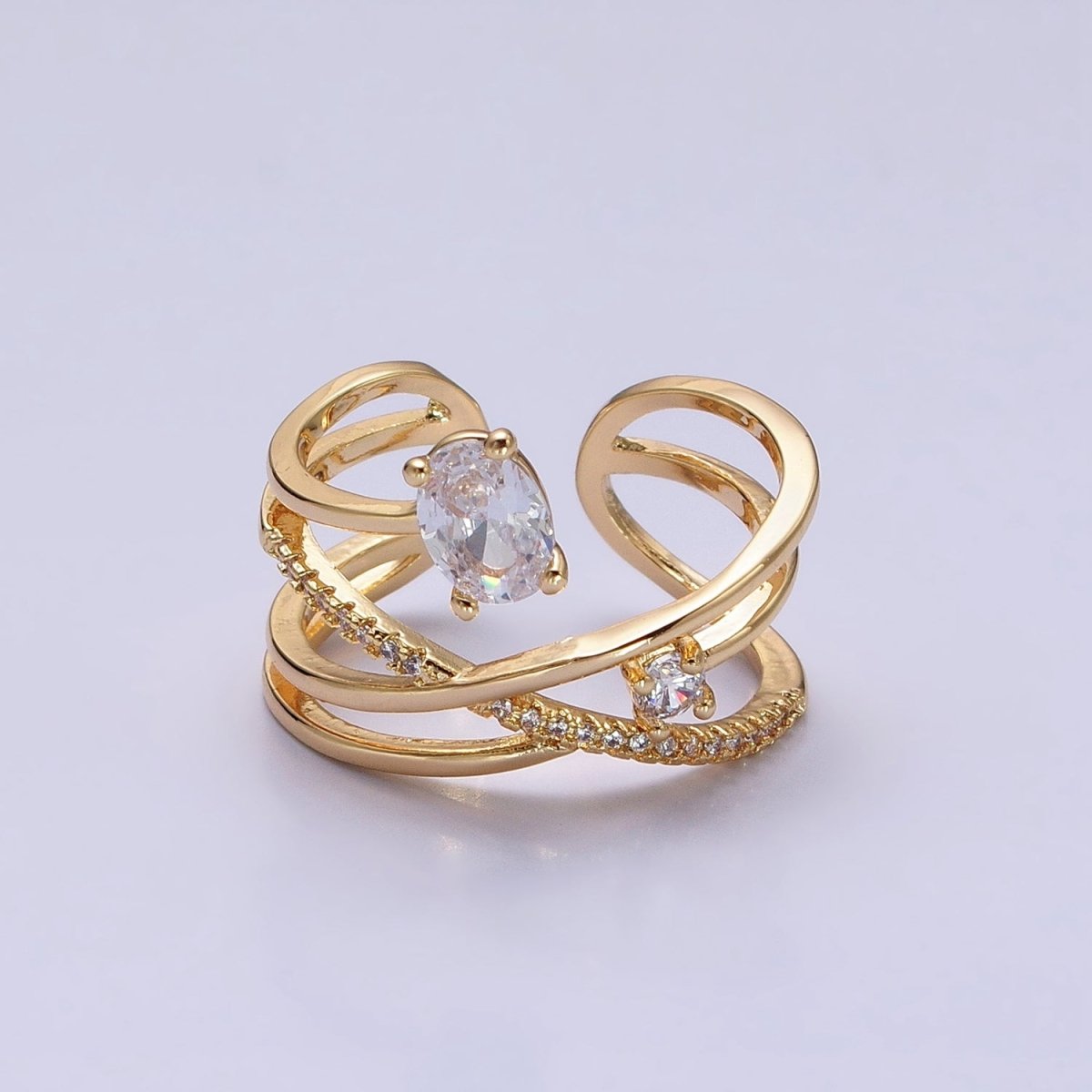 Twist Gold Ring With Double Band Criss Cross Silver Ring Stackable Ring O-1803 O-1804