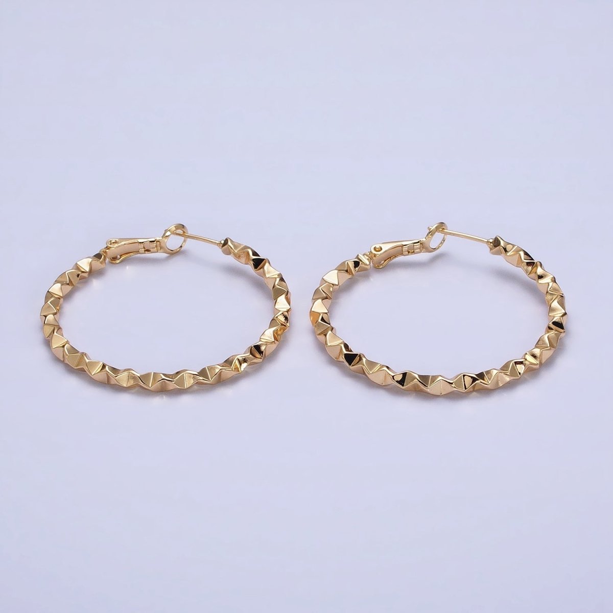 Twist Hoop Earrings | 16K Gold Filled Thick Hoops | Wavy Gold Hoop Earrings 40mm Statement Hoop AD1006 AD1007