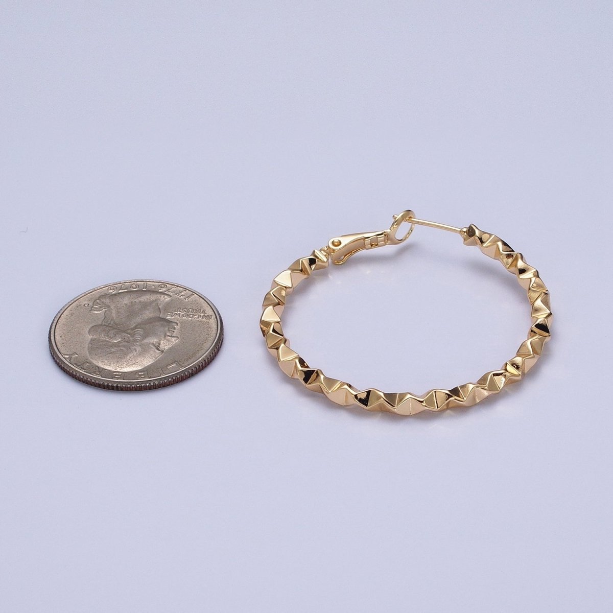 Twist Hoop Earrings | 16K Gold Filled Thick Hoops | Wavy Gold Hoop Earrings 40mm Statement Hoop AD1006 AD1007