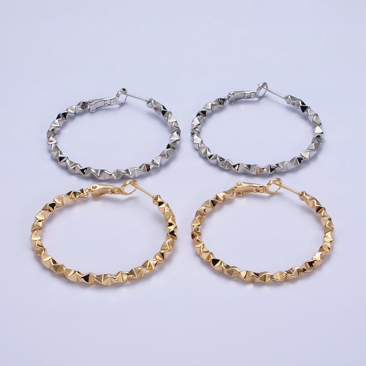 Twist Hoop Earrings | 16K Gold Filled Thick Hoops | Wavy Gold Hoop Earrings 40mm Statement Hoop AD1006 AD1007
