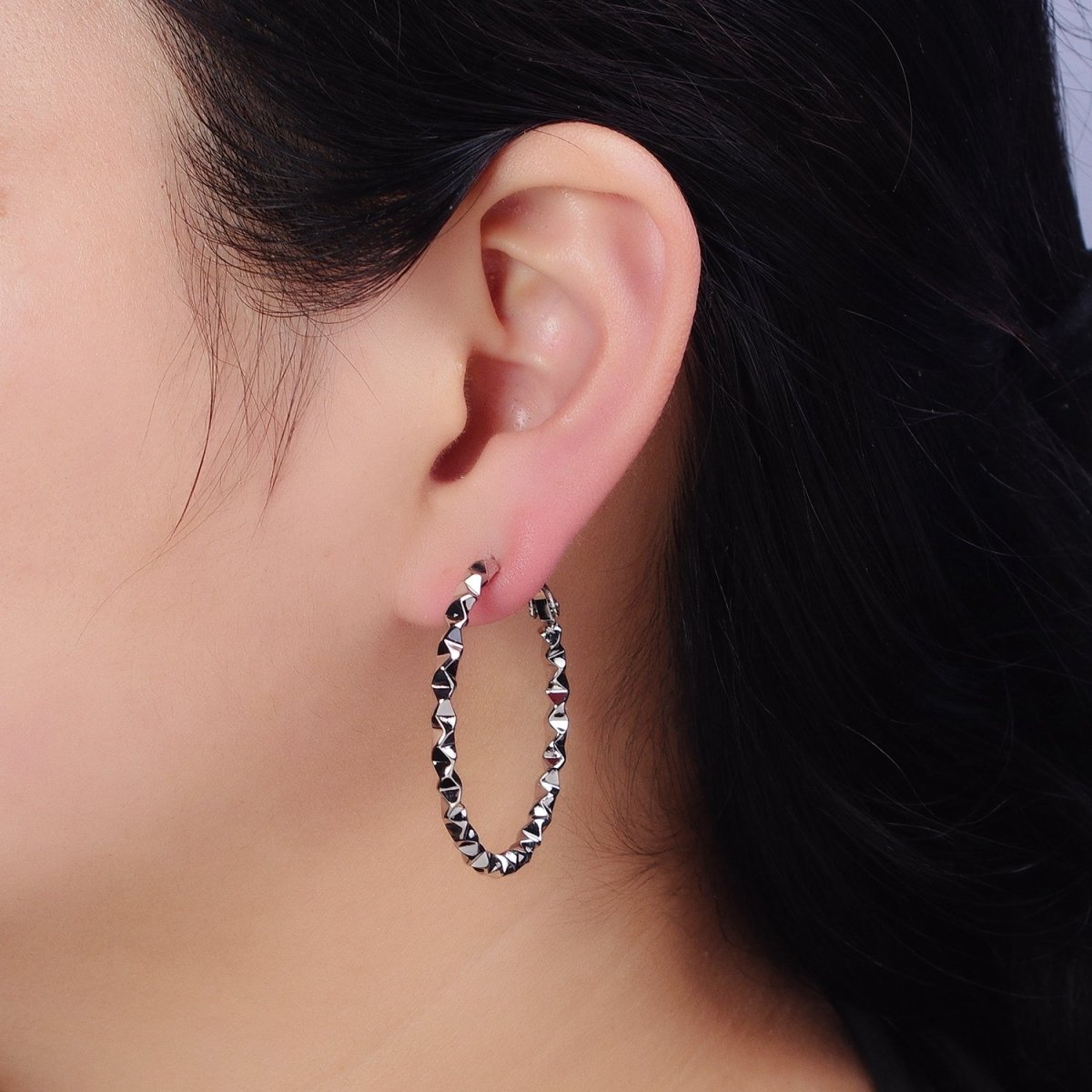 Twist Hoop Earrings | 16K Gold Filled Thick Hoops | Wavy Gold Hoop Earrings 40mm Statement Hoop AD1006 AD1007