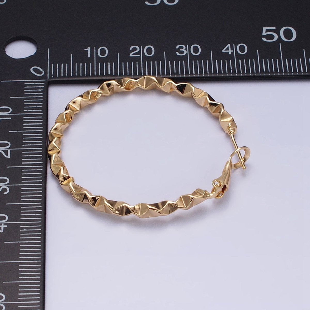 Twist Hoop Earrings | 16K Gold Filled Thick Hoops | Wavy Gold Hoop Earrings 40mm Statement Hoop AD1006 AD1007