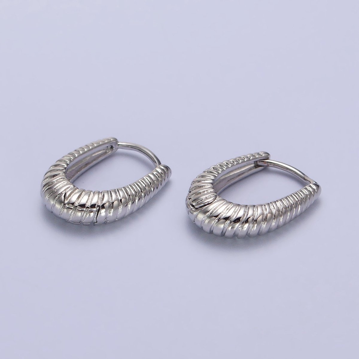 Twisted Croissant Dome Oblong Oval Hoop Earrings in Gold & Silver | AB075 AB076