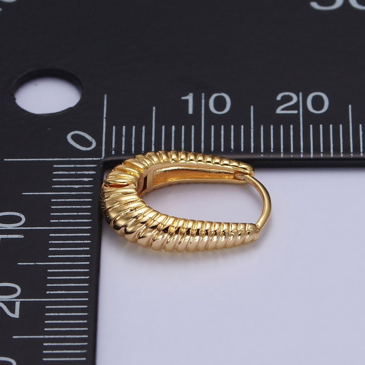 Twisted Croissant Dome Oblong Oval Hoop Earrings in Gold & Silver | AB075 AB076