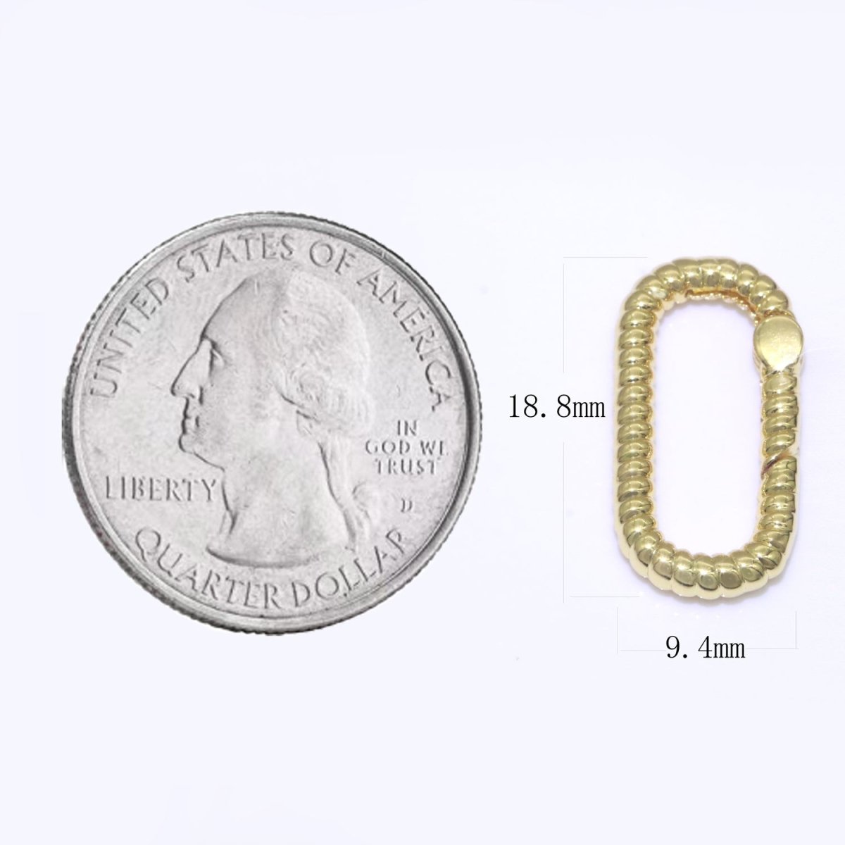 Twisted Gold Spring Gate Ring, 18.8 mm Marine Rope Push Gate ring, Charm Holder Clasp for Connector Bracelet End Clasp Rose Gold Silver L-451~L-453