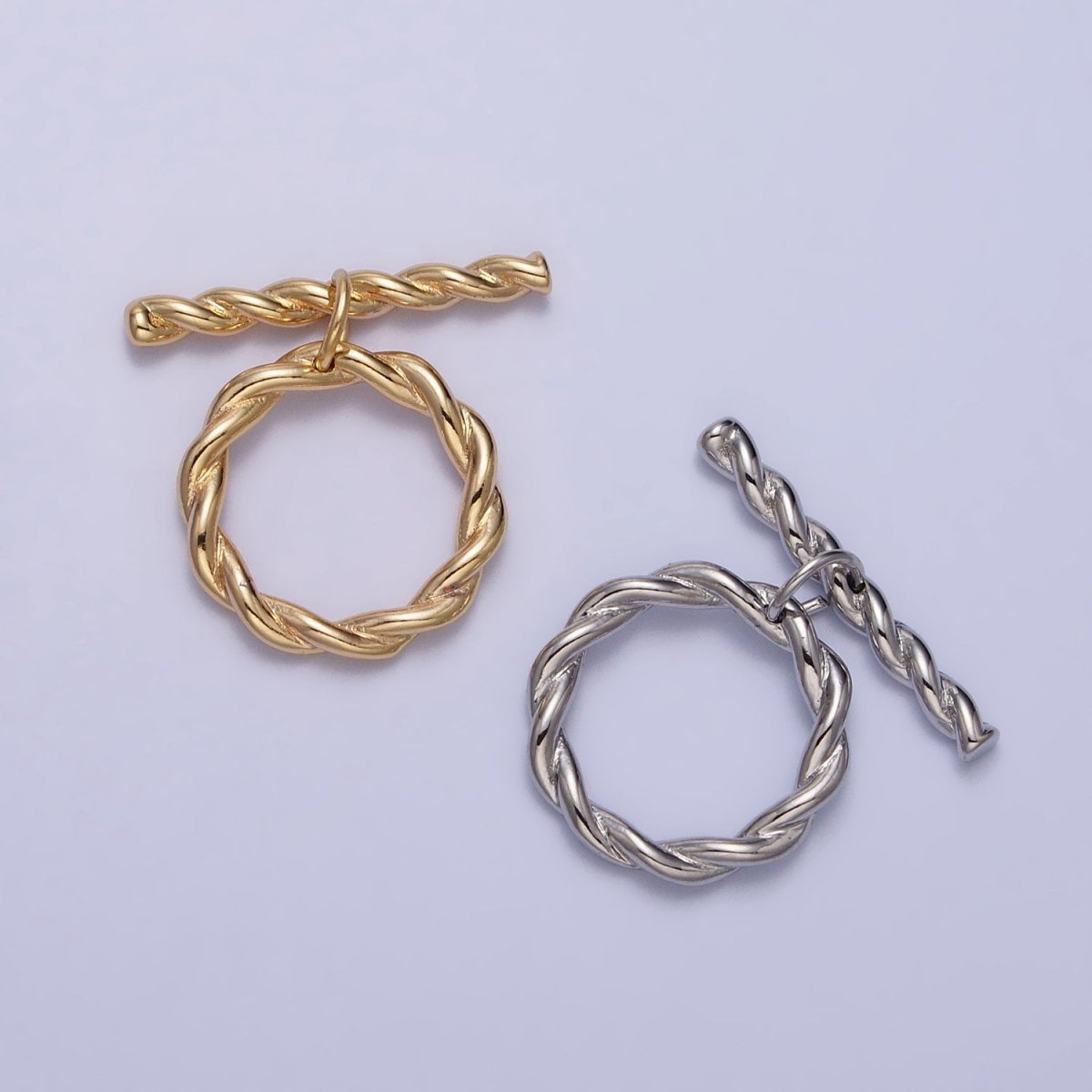 Twisted Rope Toggle Clasps Jewelry Closure Supply in Gold & Silver | Z-055 Z-056