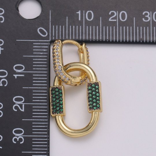 U Shaped Earring Micro Pave Earring 24k Gold filled Cubic Zirconia Gemstone Gold Statement earring Dangle Oval Charm P-051 P-052