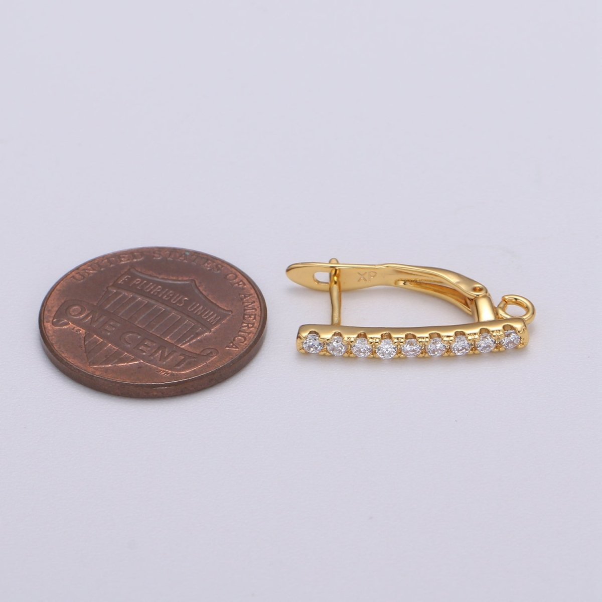 U Shaped Huggie Earring 24K Gold Filled Cz Micro Pave Hoops with open link for Jewelry Making Supply L-229