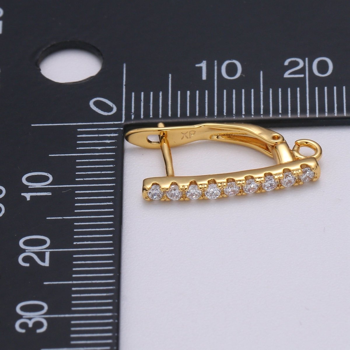 U Shaped Huggie Earring 24K Gold Filled Cz Micro Pave Hoops with open link for Jewelry Making Supply L-229