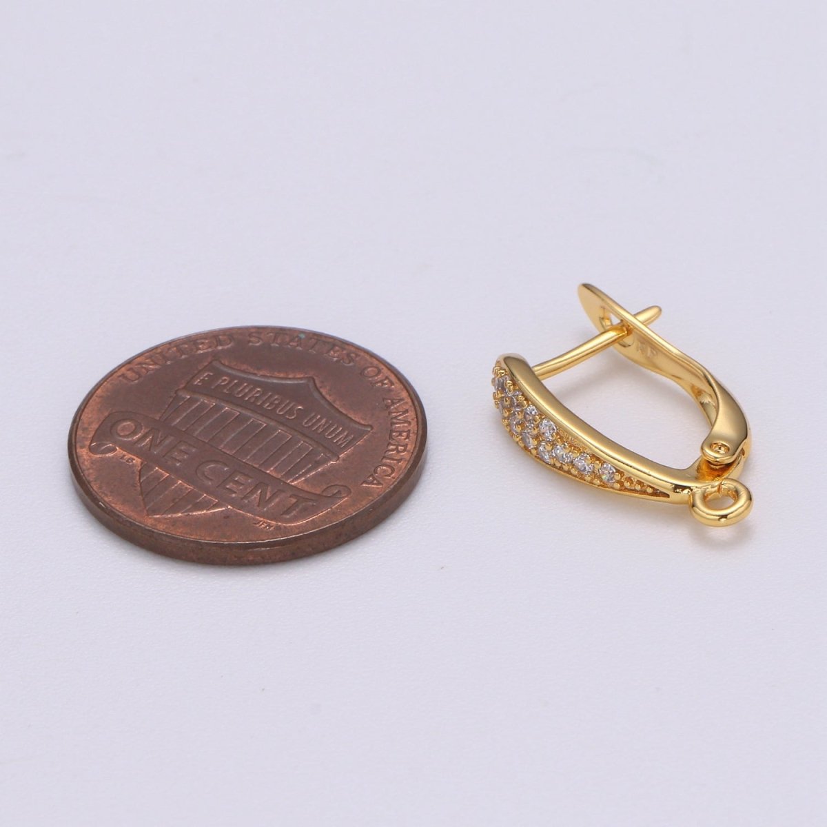 U Shaped Huggie Earring 24K Gold Filled Cz Micro Pave Hoops with open link for Jewelry Making Supply L-230